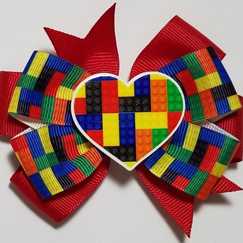  Building Blocks Hair Bow you Choose Solid Bow - Etsy