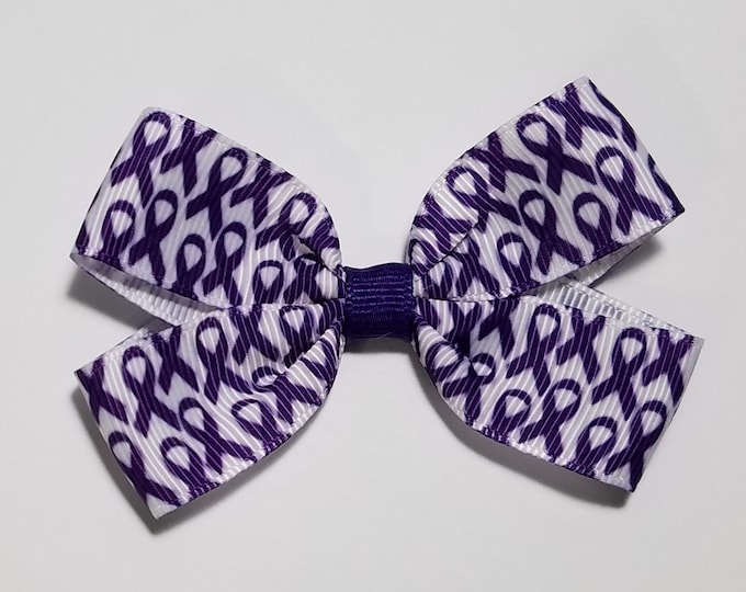 3" Purple Awareness Ribbon Hair Bow