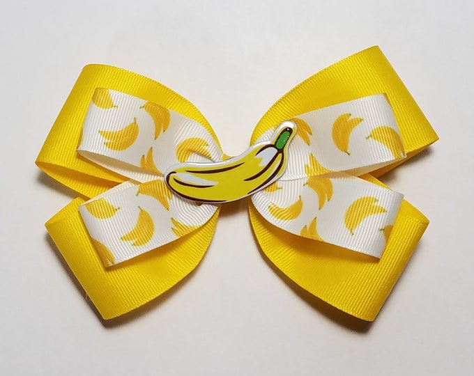 5" Banana Hair Bow *You Choose Solid Bow Color*