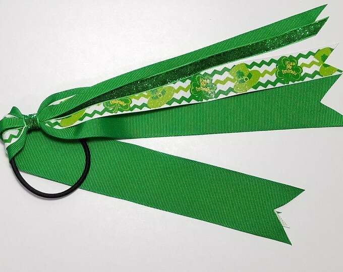 St. Patrick Ponytail Streamer *You Choose Solid Ribbon Color & Length*