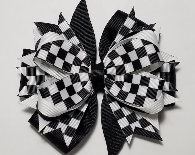 5" Checkered Flag Racing OTT Hair Bow