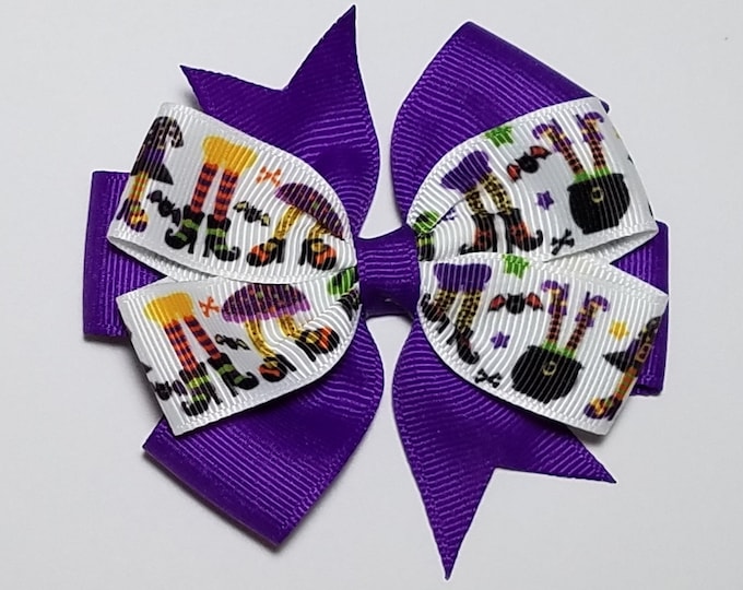 3.5" Halloween Witch Hair Bow *You Choose Solid Bow Color*