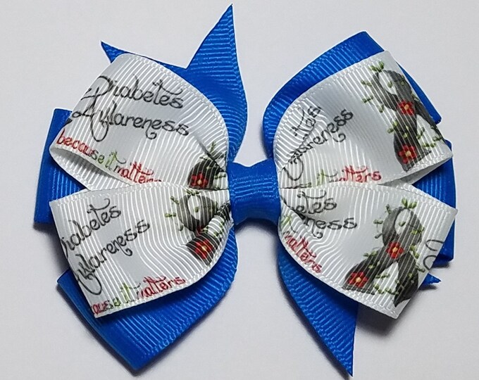 3.5" Diabetes Awareness Hair Bow *You Choose Solid Bow Color*