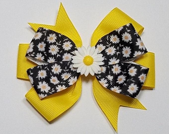 3.5" Daisy Hair Bow *You Choose Solid Bow Color*