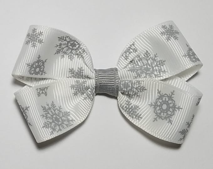 3" Silver Snowflake Hair Bow