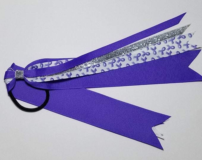 Periwinkle Purple Awareness Ponytail Streamer *You Choose Solid Ribbon Color- Glitter Color & Length*