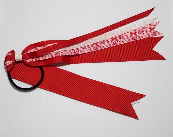Candy Cane Glitter Ponytail Streamer