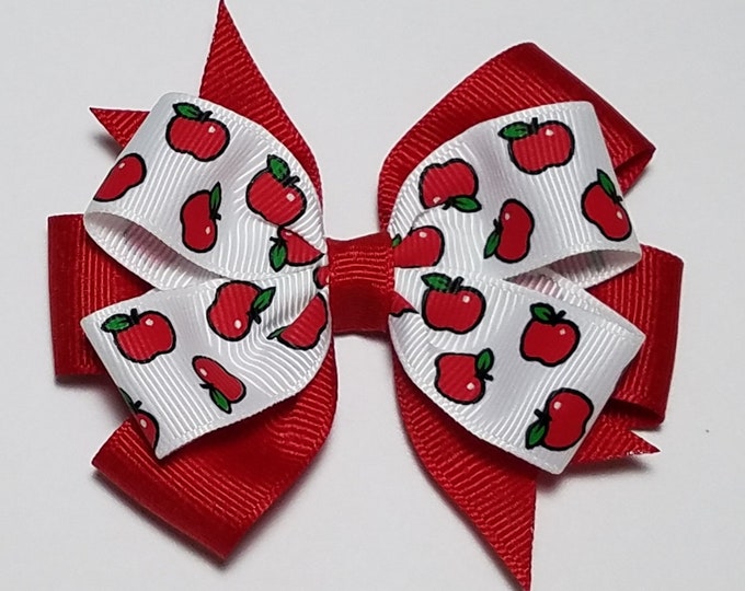 3.5" Apple Hair Bow *You Choose Solid Bow Color"