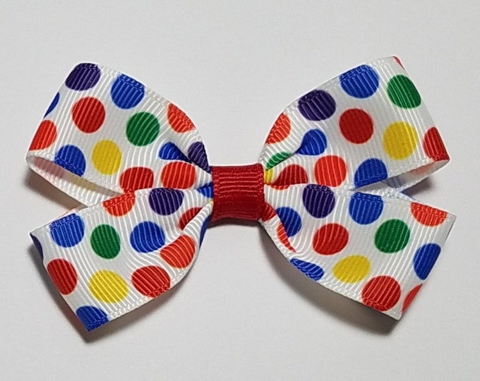 3" Rainbow Polka Dot Hair Bow