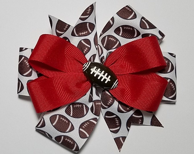 5" Football Hair Bow *You Choose Solid Bow Color*