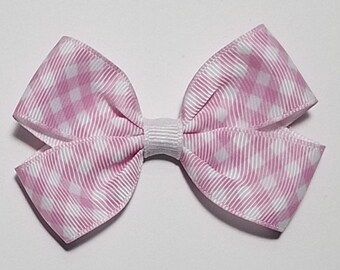 3" Pink Gingham Hair Bow