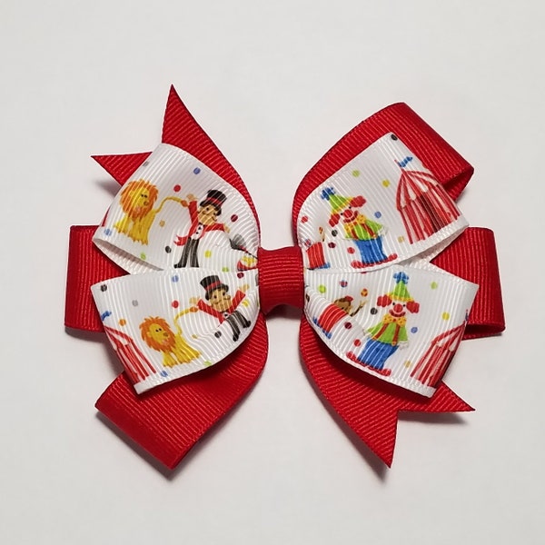 3.5" Circus Hair Bow *You Choose Solid Bow Color*