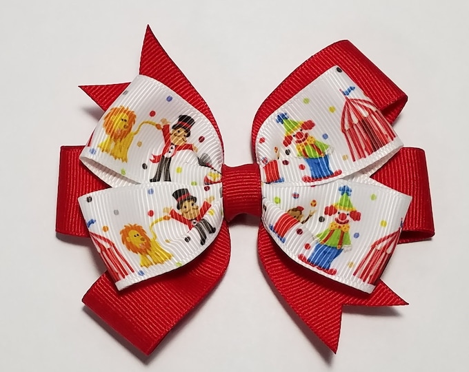 3.5" Circus Hair Bow *You Choose Solid Bow Color*