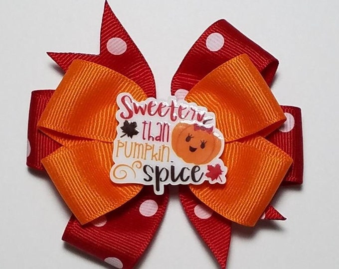 3.5" Pumpkin Spice Hair Bow *You Choose Solid Bow Color*