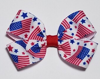 3" American Flag Hair Bow