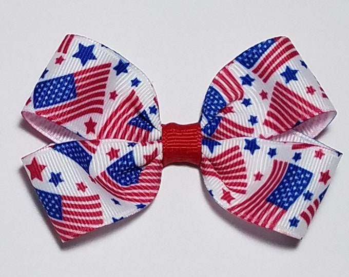 3" American Flag Hair Bow