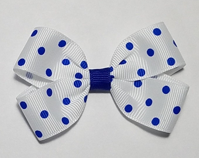 3" Royal Blue Polka Dot Hair Bow