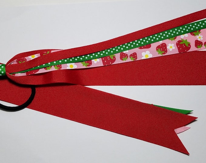 Strawberry Ponytail Streamer *You Choose Solid Ribbon Color & Length*