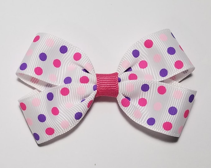 3" Pink Purple Polka Dot Hair Bow