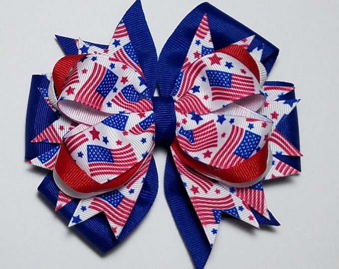 5" American Flag OTT Hair Bow