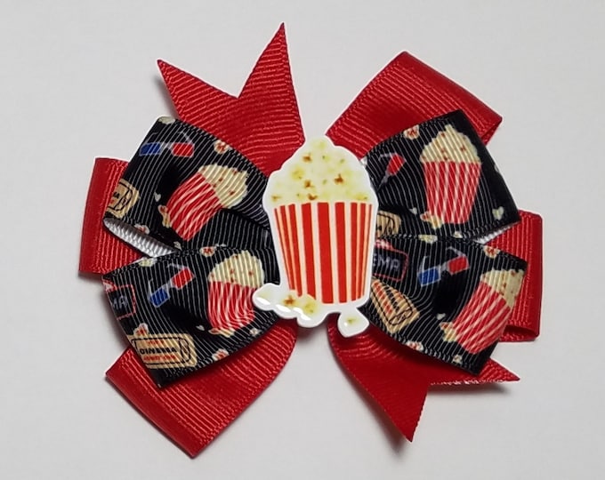 3.5" Movie Night Cinema Hair Bow *You Choose Solid Bow Color*