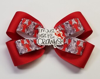 5" Crawfish Hair Bow *You Choose Solid Bow Color*