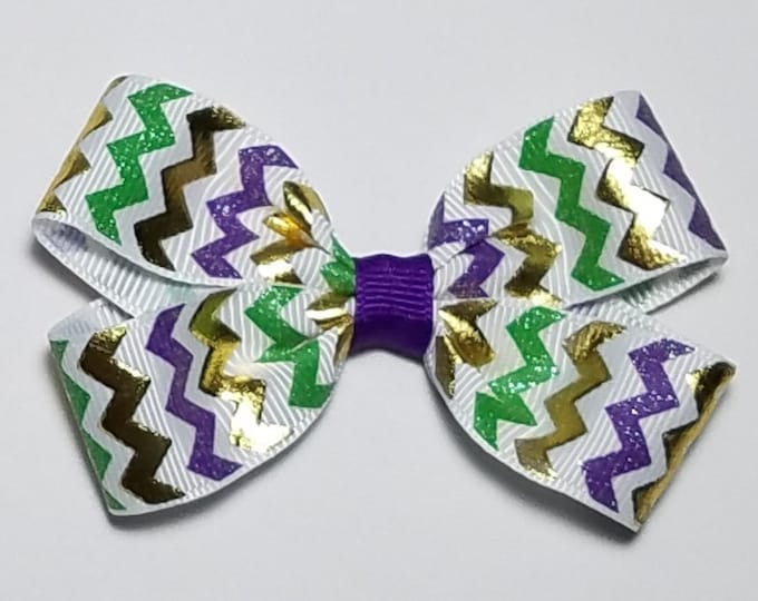 3" Mardi Gras Hair Bow