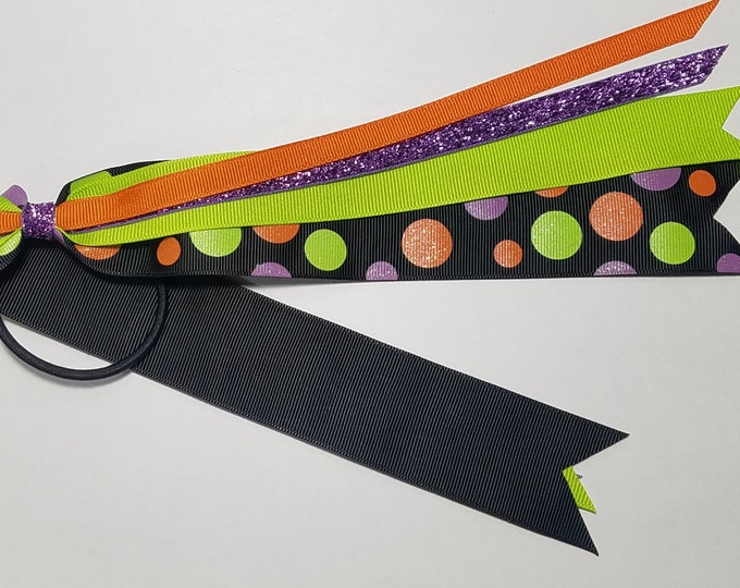 Halloween Glitter Polka Dot Ponytail Streamer *You Choose Length*