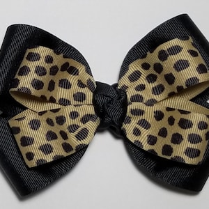 5" Cheetah Hair Bow *You Choose Solid Bow Color*