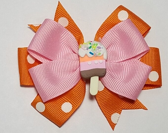 3.5" Ice Cream Sprinkles Hair Bow *You Choose Solid Bow Color*