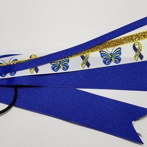 Down Syndrome Awareness Ribbon Ponytail Streamer *You Choose Solid Color & Length*