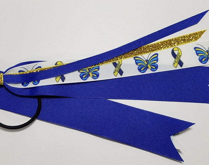 Down Syndrome Awareness Ribbon Ponytail Streamer *You Choose Solid Color & Length*