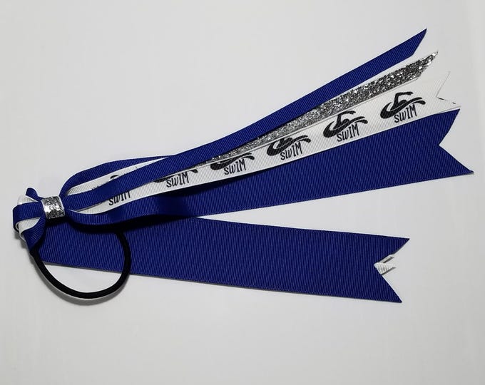 Swim Ponytail Streamer *You Choose Solid Ribbon Color- Glitter Color & Length*