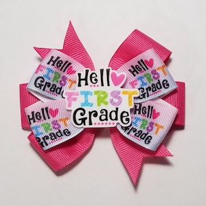 3.5&quot; 1st Grade Hair Bow *You Choose Solid Bow Color*