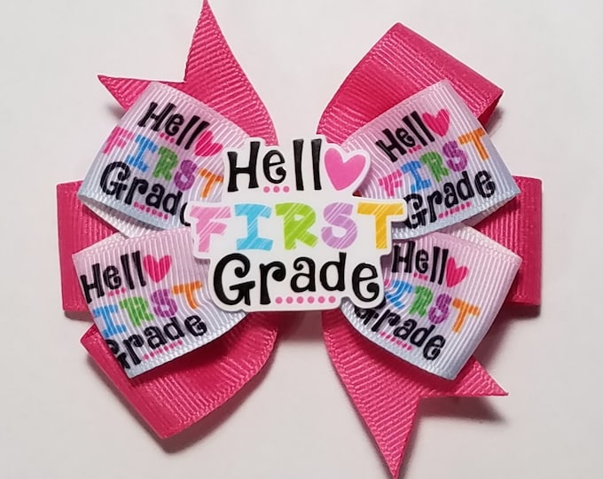 3.5" 1st Grade Hair Bow *You Choose Solid Bow Color*