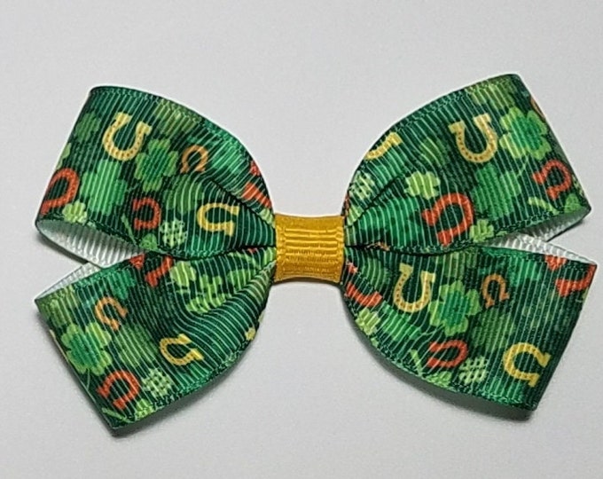 3" St. Patrick Day Shamrock Hair Bow