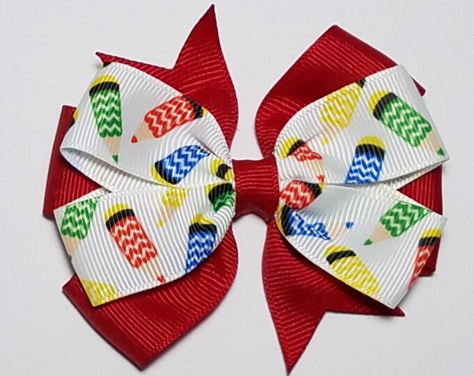 3.5" Color Pencil Hair Bow *You Choose Solid Bow Color*