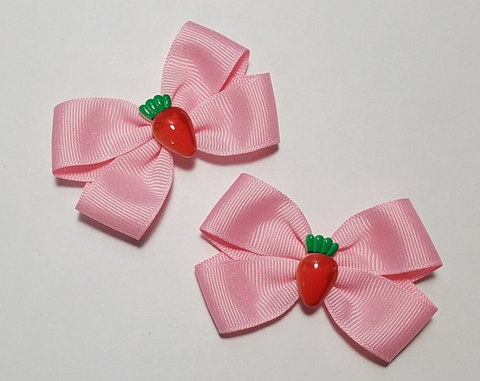 3" Carrot Pigtail Hair Bow Set *You Choose Solid Bow Color*