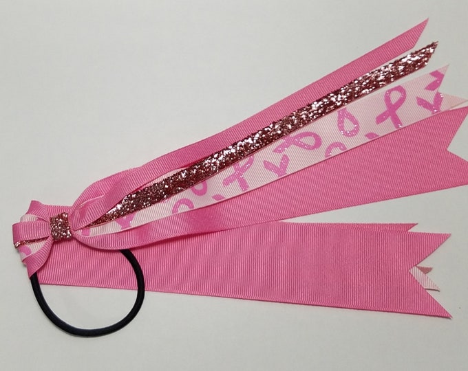 Breast Cancer Pink Awareness Ponytail Streamer