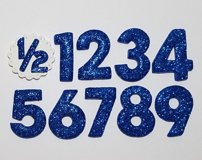 Blue Glitter Birthday Number- Clay Glitter Number Hairbow Center- NOT CANDLES