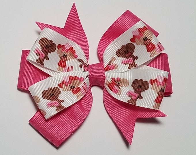 3.5" Puppy Dog Hair Bow *You Choose Solid Bow Color*