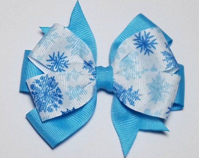 3.5" Snowflake Hair Bow *You Choose Sold Bow Color*