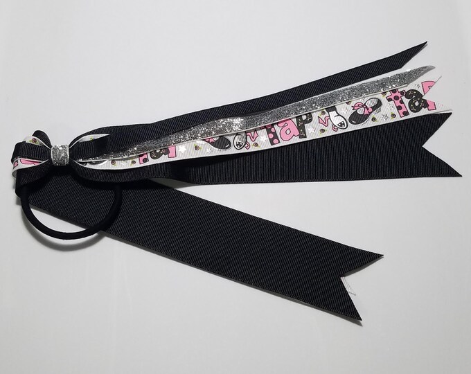 Tap Dance Metallic Foil Ponytail Streamer *You Choose Solid Ribbon Color- Glitter Color & Length*