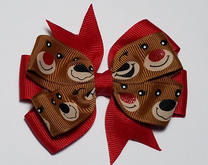 3.5" Reindeer Hair Bow *You Choose Solid Bow Color*