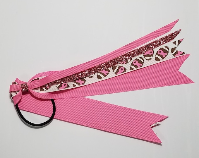 Breast Cancer Pink Awareness Football Ponytail Streamer *You Choose Length*