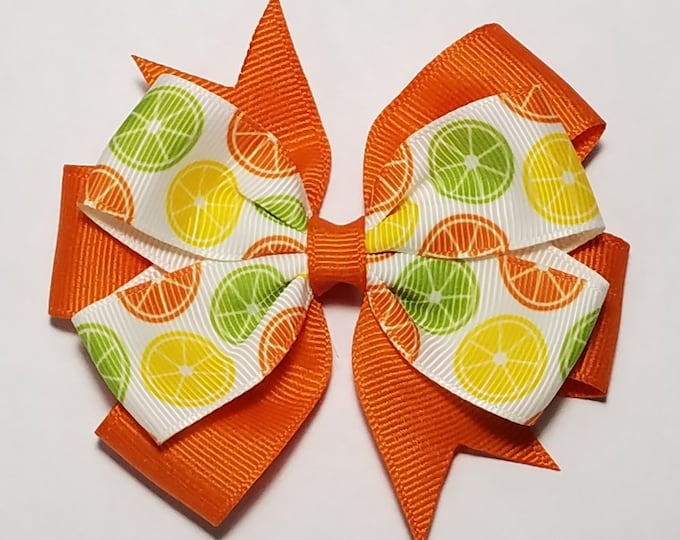 3.5" Citrus Fruit Hair Bow *You Choose Solid Bow Color*