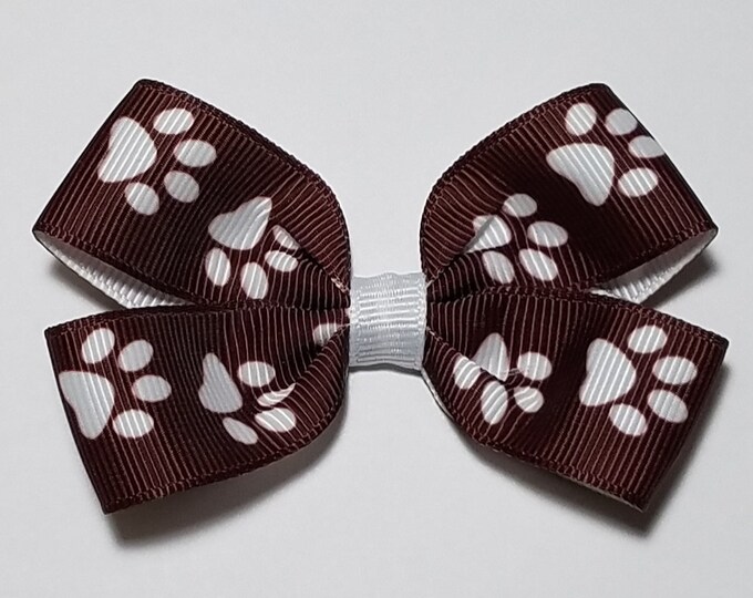 3" Maroon Paw Print Hair Bow *CLEARANCE*