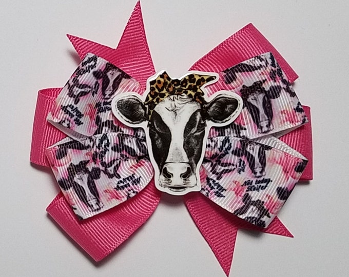 3.5" Cow Hair Bow *You Choose Solid Bow Color*