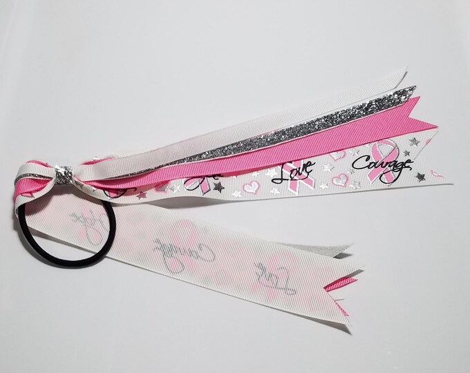 Breast Cancer Pink Awareness Ponytail Streamer