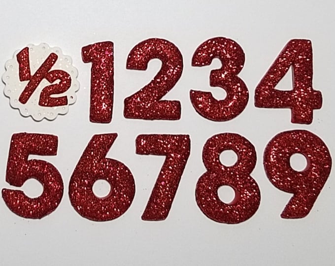 Red Glitter Birthday Number- Clay Glitter Number Hairbow Center- NOT CANDLES